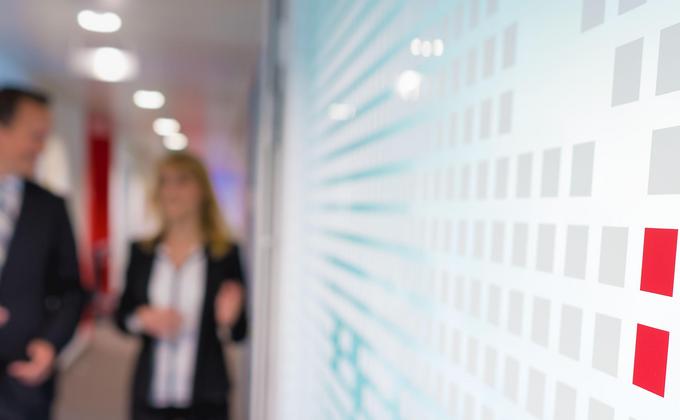 Employees going through HQ Vienna